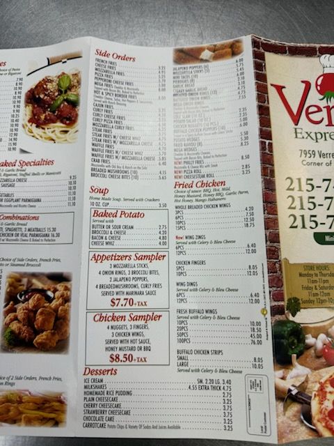 Verree Express Pizza Menu 3