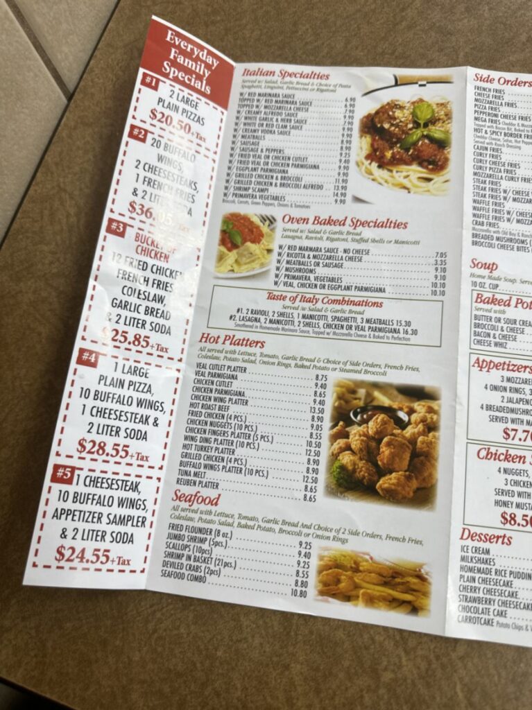 Verree Express Pizza Menu 6